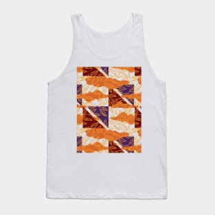 Minimalist Leaf Line Art Illustration as a Seamless Surface Pattern Design Tank Top